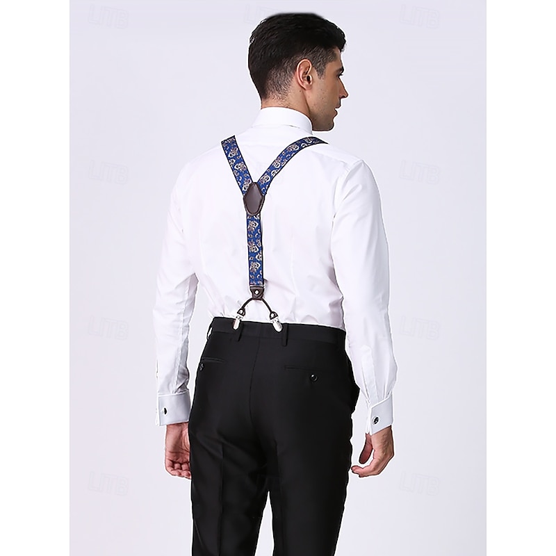 Men's Paisley Pattern Adjustable Suspenders – Fashionable Y-Back Clip-On Braces for Formal and Casual Wear3