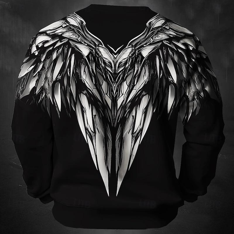 Men's 3D Print Gothic Horror Feathers Sweatshirt Sweatshirt Long Sleeve Sweatshirt Crew Neck Fashion Daily Casual 3D Printing Holiday Going out Streetwear Crewneck 3D Print Winter Spring &  Fall2