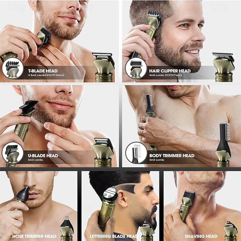 8 in 1 Beard Trimmer for Men Zero Gapped Trimmer Grooming Kit Men Razors for Shaving Face Mustache, Body Nose Hair Trimmer Cordless with Stand4