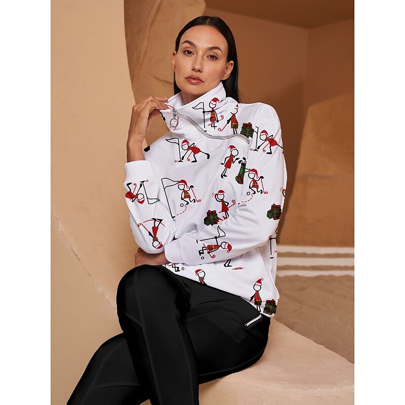 Women's Golf Pullover Sweatshirt White Long Sleeve Top Ladies Golf Attire Clothes Outfits Wear Apparel