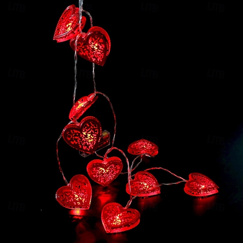 Elegant Wedding Reception Party 1pc 1.65M-10Leds Valentine's Day Iron Love String   Lights Wedding Proposal Festival Indoor Atmosphere Decoration Light String AA Battery Powered