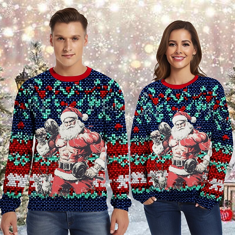 Snowman Santa Claus Cat Pullover Funny Christmas Sweatshirt 3D Christmas Funny For Couple's Men's Women's Adults' Christmas Carnival 3D Print Party Festival4