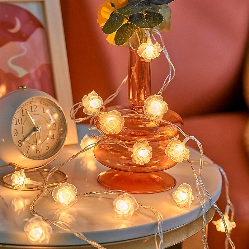 10/20/40/80LED Rose Valentine's Day String Lights Battery Powered Wedding Party Valentine's Day Holiday Anniversary Romantic Atmosphere Decorative Lights4