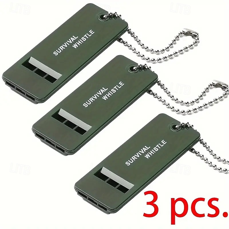 3PC Treble Tri-Band Survival Whistle - Durable PP material suitable for outdoor hiking and camping emergencies suitable for carrying