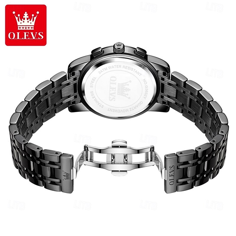 OLEVS Men Quartz Watch Outdoor Sports Fashion Casual Moon phase Luminous Calendar Chronograph Steel Watch3