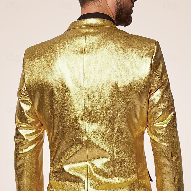 Men's Party Party Evening Wear Suits Notch Lapel Gold Fashion Party Solid Colored Standard Fit 2 Piece Single Breasted Two-buttons3