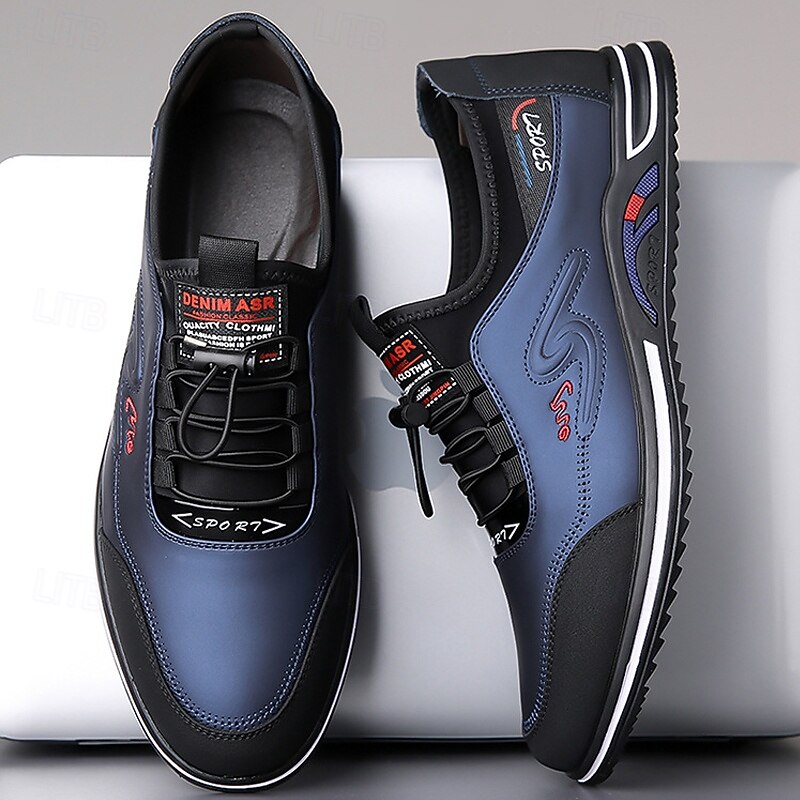 Men's Sporty Slip-On Sneakers with Stylish Embroidery, Comfortable Lightweight Athletic Shoes for Casual Wear and Outdoor Activities2