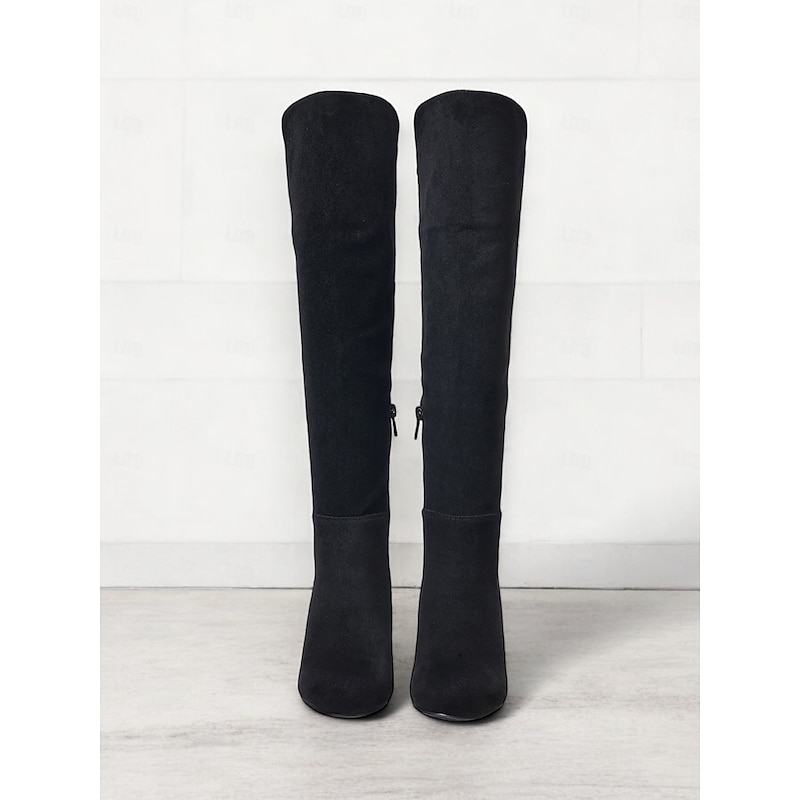 Women's Over-the-Knee Wedge Boots – Suede-Style Burgundy High Boots with Elegant Design, Perfect for Winter Outings and Casual Chic2