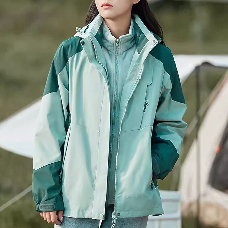 Women's Softshell Jacket Hiking Jacket Winter Outdoor Color Block Thermal Warm Fleece Lining Windproof Water Resistant 3-in-1 Jacket Lightweight Jacket Windbreaker Jacket Traveling Light Pink White2