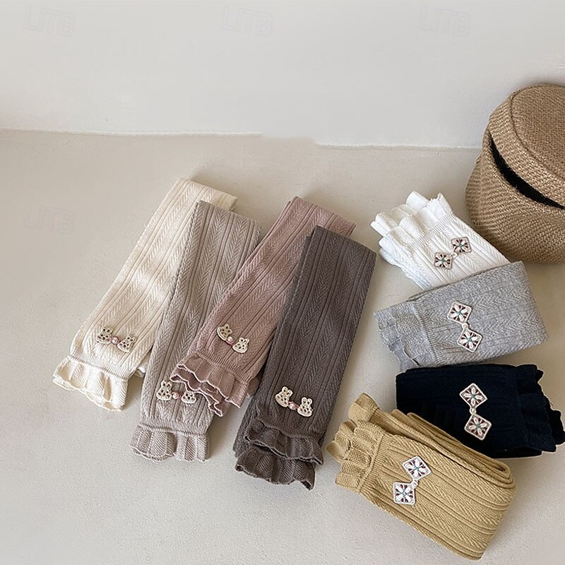 Kids Girls' Leggings Solid Color Daily School 4 years+ Spring Black White Yellow