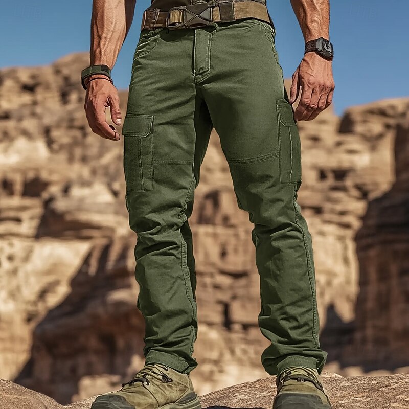 Men's Cargo Pants Cargo Trousers Trousers Hiking Pants Multi Pocket Straight Leg Plain Waterproof Comfort Full Length Outdoor Daily Camping & Hiking Fashion Black Light Green3