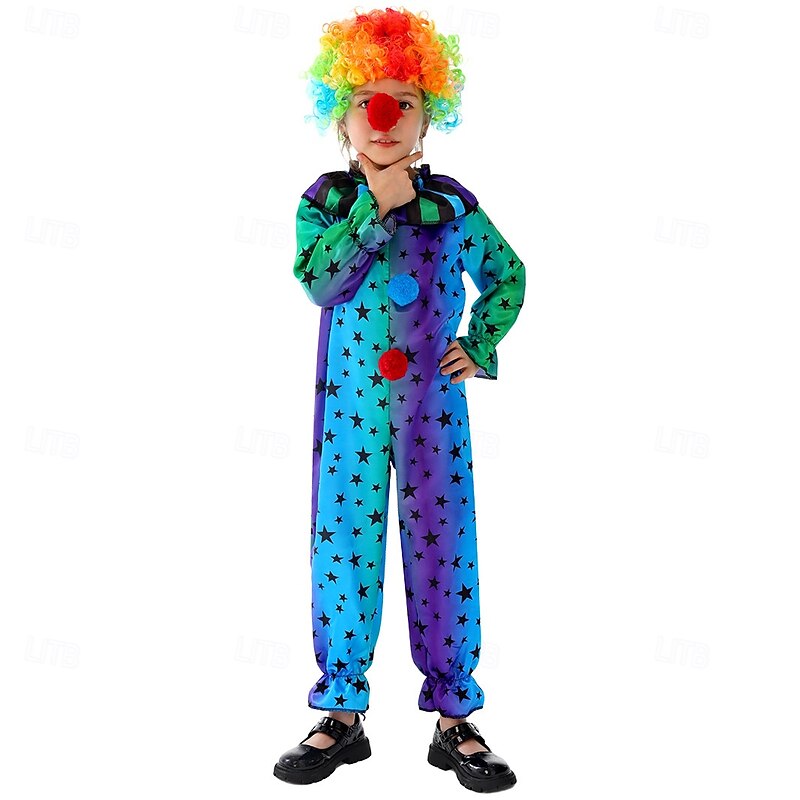 Joker Clown Halloween Outfits Cosplay Wigs Costume Circus Carnival Costume Cosplay Kid's Boys' Girls' Halloween Carnival Mardi Gras Performance Party Easy Halloween Costumes Dress Up3