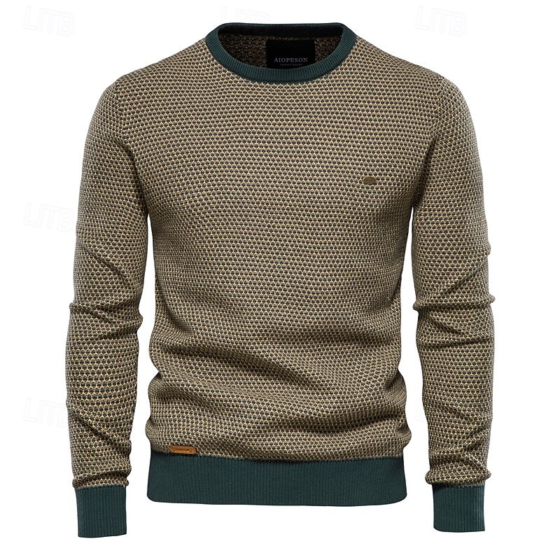 Men's Sweater Pullover Sweater Jumper Knitwear Ribbed Knit Regular Tops Color Block Crew Neck Knitwear Neutral Outdoor Clothing Apparel Spring &  Fall Black Red S M L