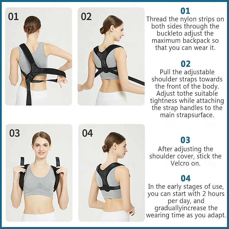 Posture Corrector for Men and Women, Adjustable Back Brace Belt, Support Shoulder Straightener, Back Spine Corrector Providing Pain Relief from Lumbar, Neck, Shoulder, and Clavicle, Back4