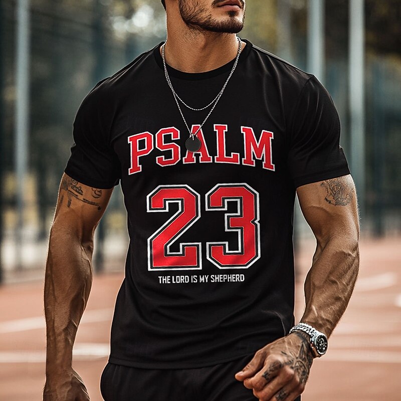 Men's Faith T Shirt Short Sleeve T shirt 3D Print Crew Neck Shirt Fashion Athleisure Street Sports Outdoor Daily Black Blue Purple Summer Spring Clothing Apparel S M L XL XXL XXXL