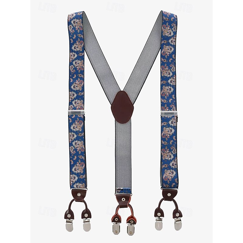Men's Paisley Pattern Adjustable Suspenders – Fashionable Y-Back Clip-On Braces for Formal and Casual Wear