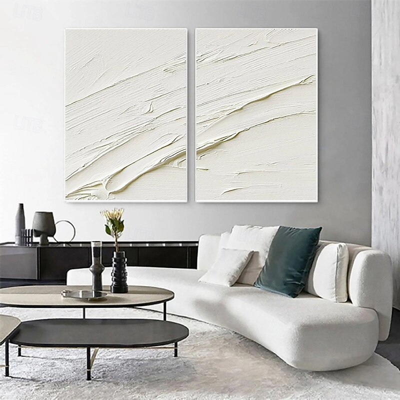 Large 3d wave white oil painting handmade Landscape Beige Oil Painting Wabi Sabi Abstract Canvas Paintings hand painted Neutral White Beige Painting Minimal Boho Painting for Wall Decor2