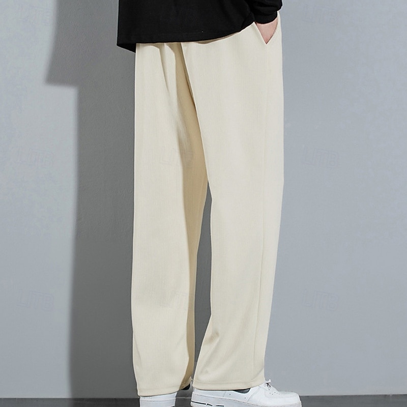 Men's Sweatpants Trousers Straight Leg Sweatpants Pocket Drawstring Elastic Waist Plain Comfort Sports Outdoor Daily Fashion Casual Black Beige Micro-elastic4