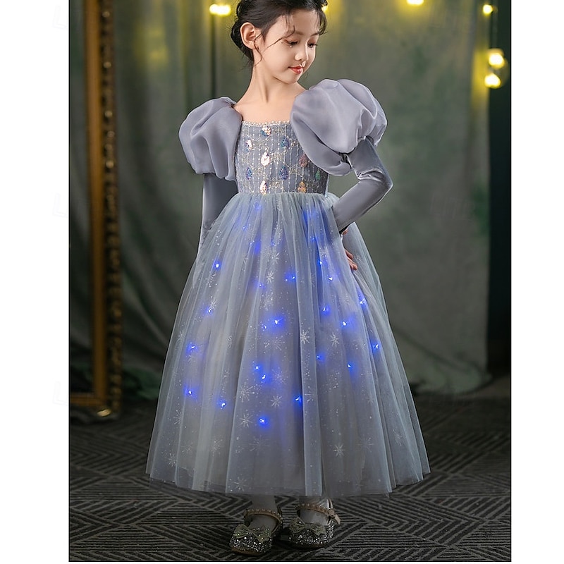 Frozen Princess Fairytale Elsa Flower Girl Dress Theme Party Costume (without LED Lights) Tulle Dresses Girls' Movie Cosplay Christmas Carnival New Year Performance Birthday Party2