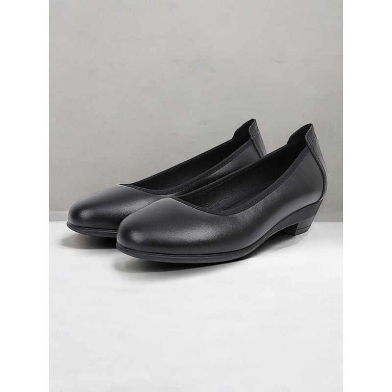 Women's Black Leather Slip-on Flats with Cushioned Insole - Comfortable and Stylish for Everyday Wear3