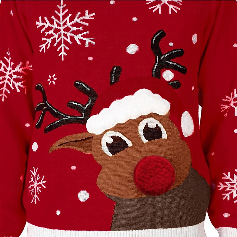 Reindeer Ugly Christmas Sweater Pullover Jumper Men's Women's Christmas Novelty Funny Knitted Pattern Adults Christmas New Year Christmas Eve Christmas Top4