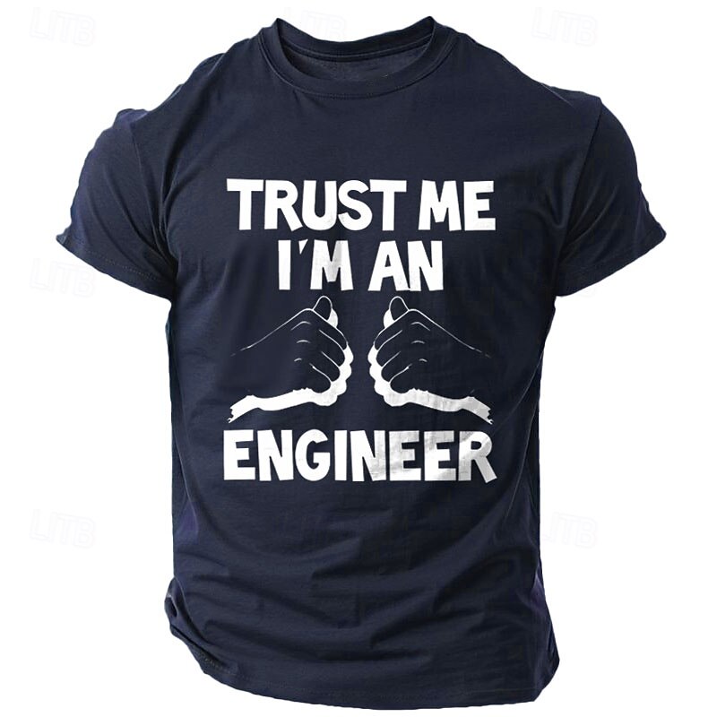 Men's Letter Printed Engineer T Shirt 100% Cotton Short Sleeve Graphic Shirt Black Deep Blue Army Green Comfortable Tee Vacation Street Fashion Designer Clothing