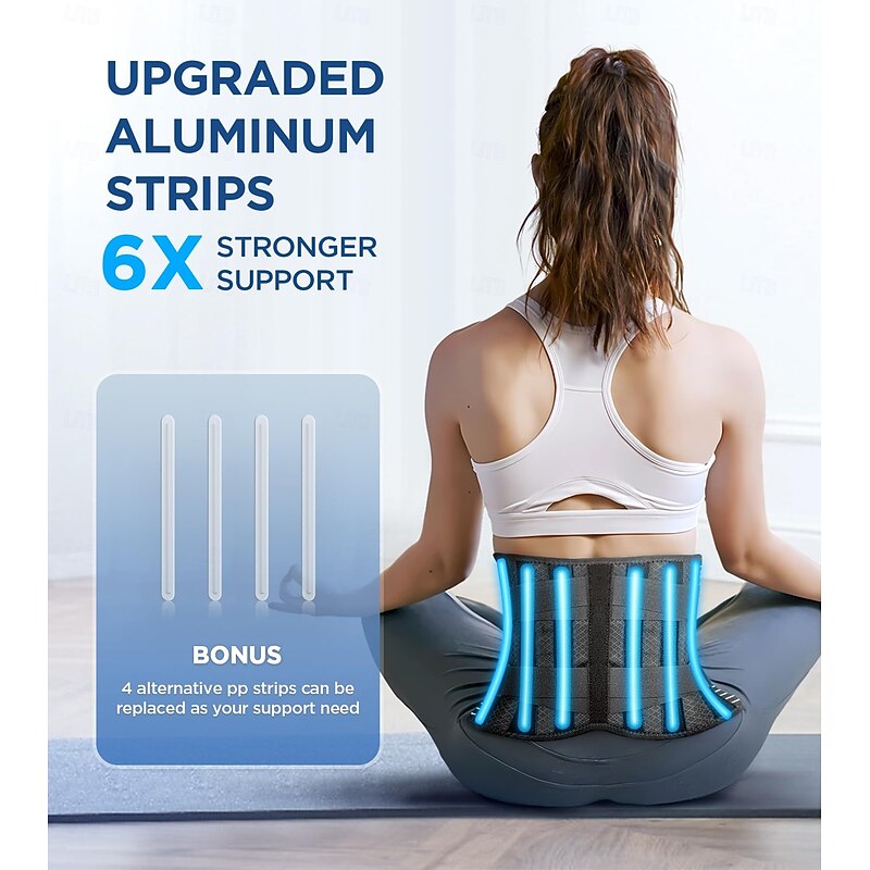 Back Brace for Lower Back Pain Relief with 3D Lumbar Pad, 6X Back Support Belt With Alternative Strips for Men/Women, Soft Breathable Mesh Fabric Lumbar Support for Herniated Disc, Sciatica2