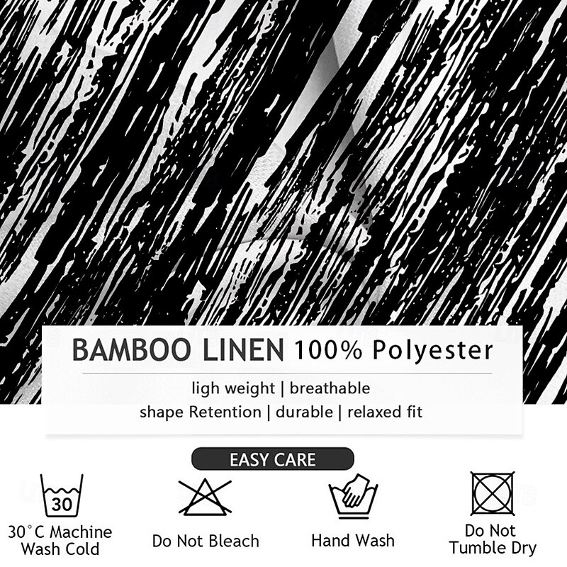 Men's Line Dress Shirt Button Up Shirt Long Sleeve Casual Vacation Home Daily Summer Spring &  Fall Grandad Collar Band Collar 3D Print Black Blue Brown Green3