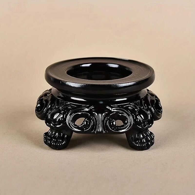 Vintage Black Hollow Round Base - Resin Crystal Ball & Egg Display Stand, Aesthetic Home Decor Accent2