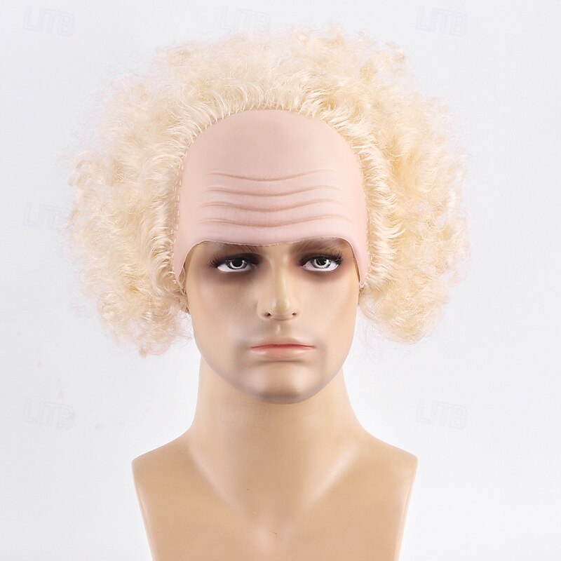 Short Fluffy Synthetic Hair Red Clown Horror Halloween Cosplay Wigs for Men Adult