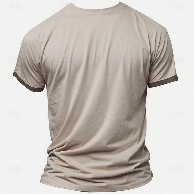 Men's Graphic Cow Boy T shirt Henley Shirt Short Sleeve Retro Vintage Street Casual Daily Summer Spring Khaki Henley Henley T-Shirt2