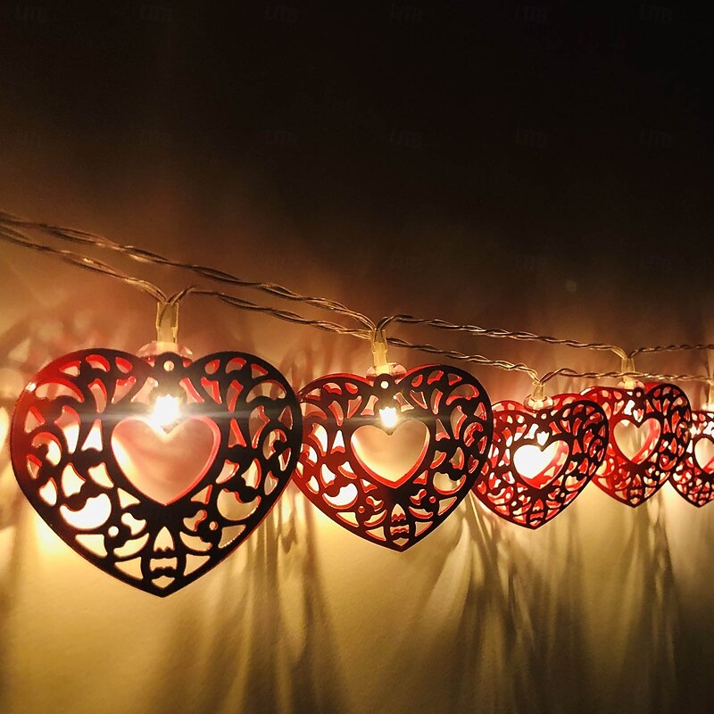 1pc Valentine's Day Love String Lights 1.65M-10Leds/3M-20Leds Battery Box USB Power Supply Valentine's Day Mother's Day Christmas New Year Indoor Atmosphere Decoration Light String