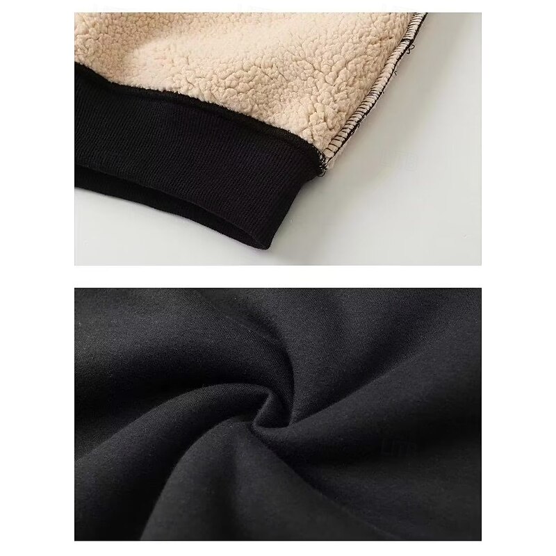 Men's Sweatshirt Sherpa Linend Black Yellow Red Blue Green Crew Neck Plain Sports & Outdoor Daily Holiday Streetwear Cool Casual Winter Spring &  Fall Clothing Apparel Hoodies Sweatshirts3