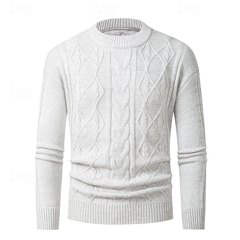 Men's Pullover Sweater Jumper Knit Sweater Ribbed Knit Regular Knitted Plain Crew Neck Fashion Casual Daily Wear Date Clothing Apparel Fall & Winter Blue Light Grey S M L