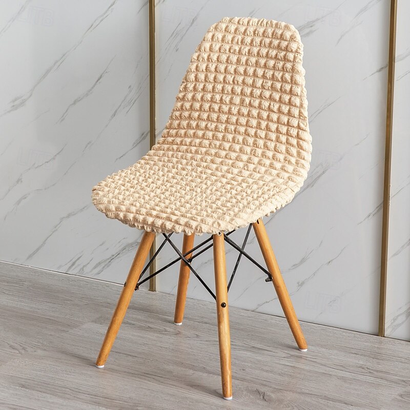 Shell Dining Chair Cover Set of 1,Mid Century Modern Style Seersucker Stretch High Back Dining Chair Cover for Kitchen Dining Room Side Chairs Removable Washable Lounge Armless Chair