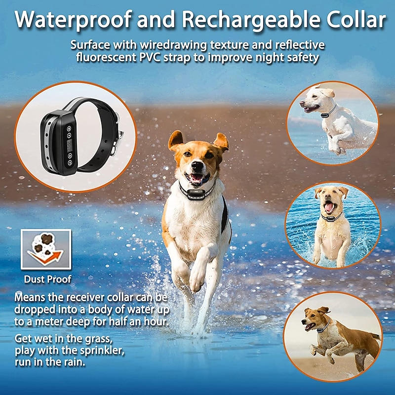 GPS Wireless Electric Dog Fence Collar System Safe Dog Containment System Boundary Easy Setup Outdoor Use Only Waterproof Rechargeable4