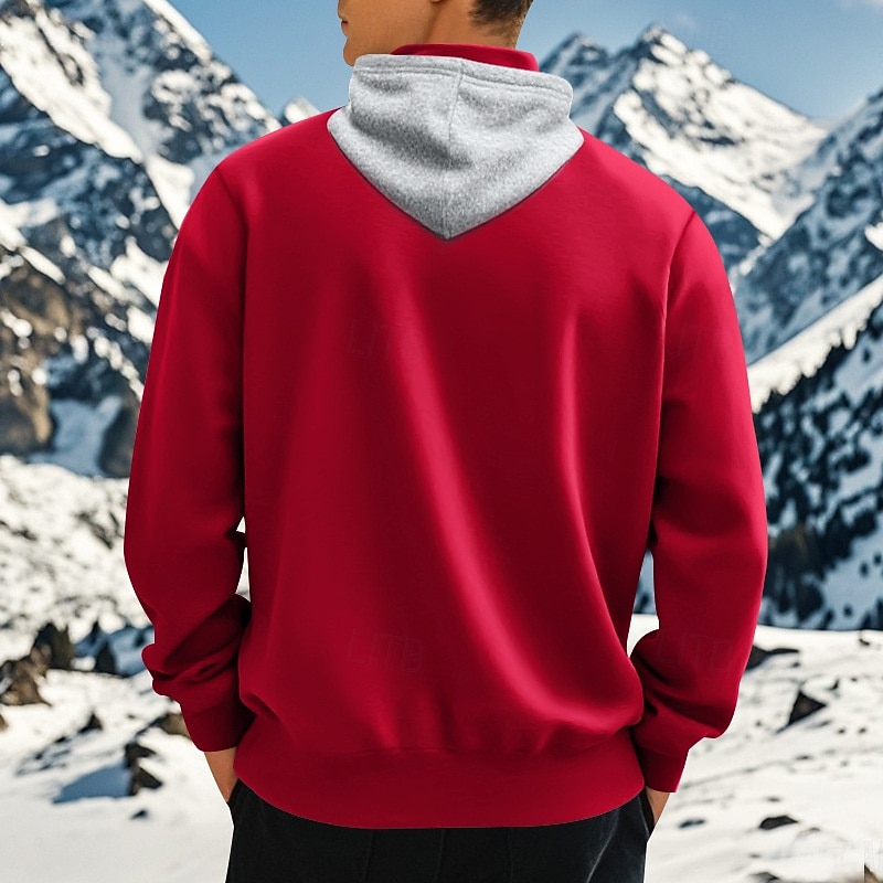 Men's Hoodie Quarter Zip Hoodie Apricot Black White Wine Red Hooded Plain Drawstring Sports & Outdoor Daily Holiday Polyester Streetwear Basic Casual Spring &  Fall Clothing Apparel Hoodies2