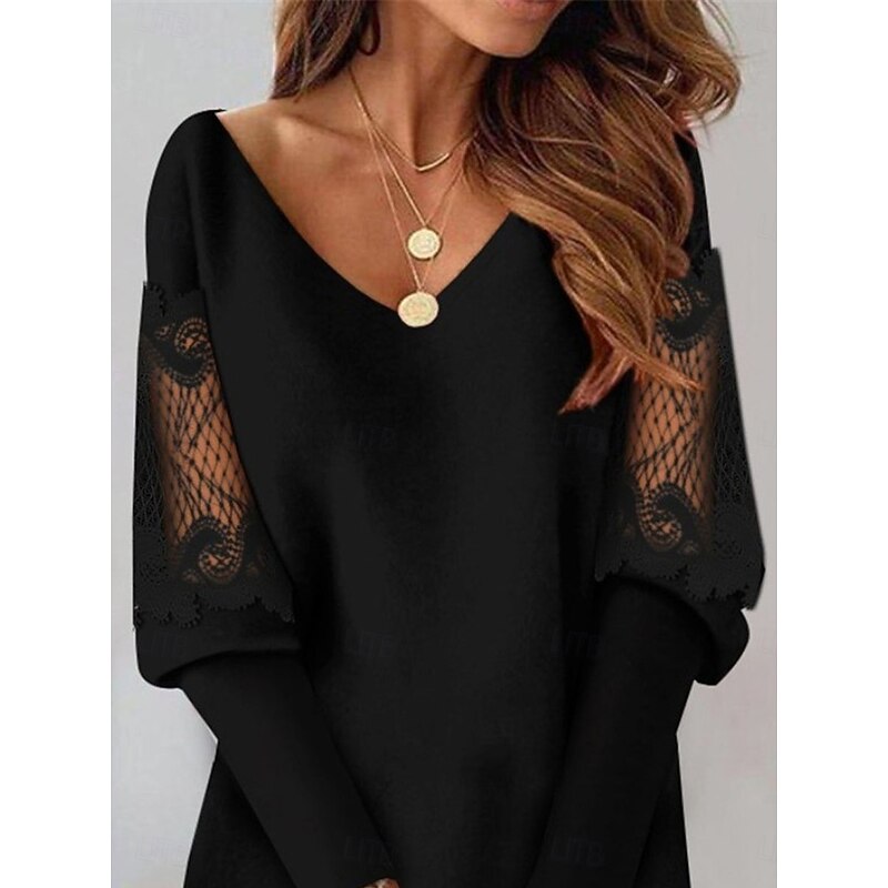 Women's Mini Dress Black Dress Casual Dress Cocktail Dress Formal Dress Casual Sports & Outdoor Street Regular Fit Plain Long Sleeve V Neck Black White Fall Winter2
