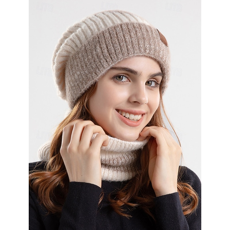 Women's Cozy and Stylish Knitted Beanie and Scarf Set with Fleece Lining and Ear Flaps - Warm and Cozy for Winter2