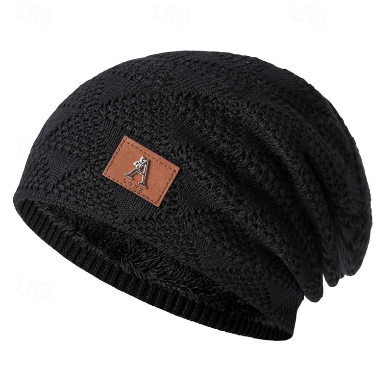 Men's Unisex Beanie Hat Winter Hats Beanies Skull Cap Knit Hat Black Wine Acrylic Fibers Knitted Cozy Daily Wear Going out Solid / Plain Color Warm
