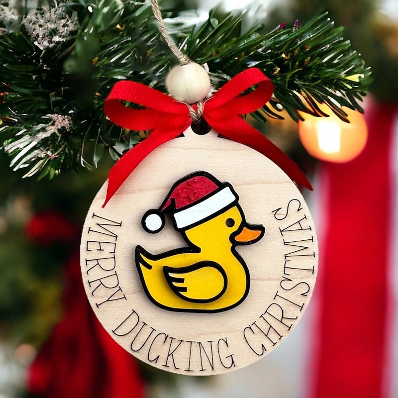 1pc Funny Adult Christmas Ornament, Wooden Cheeky Holiday Decor Hilarious Gag Gift for Tree Decoration, White Elephant Exchange, and Party Fun3