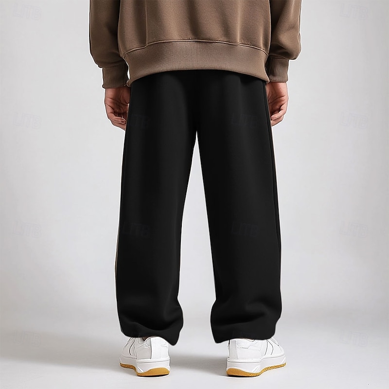 Men's American US Flag Joggers Fleece Sweatpants Drawstring Elastic Waist Vintage Casual Outdoor Street Dailywear Pocket Straight Leg Trousers Thermal Winter 3D Print Black2