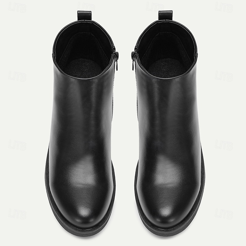Men's Classic Black Ankle Boots – Sleek Minimalist Design with Side Zip, Comfortable Everyday Footwear for Fall & Winter 5