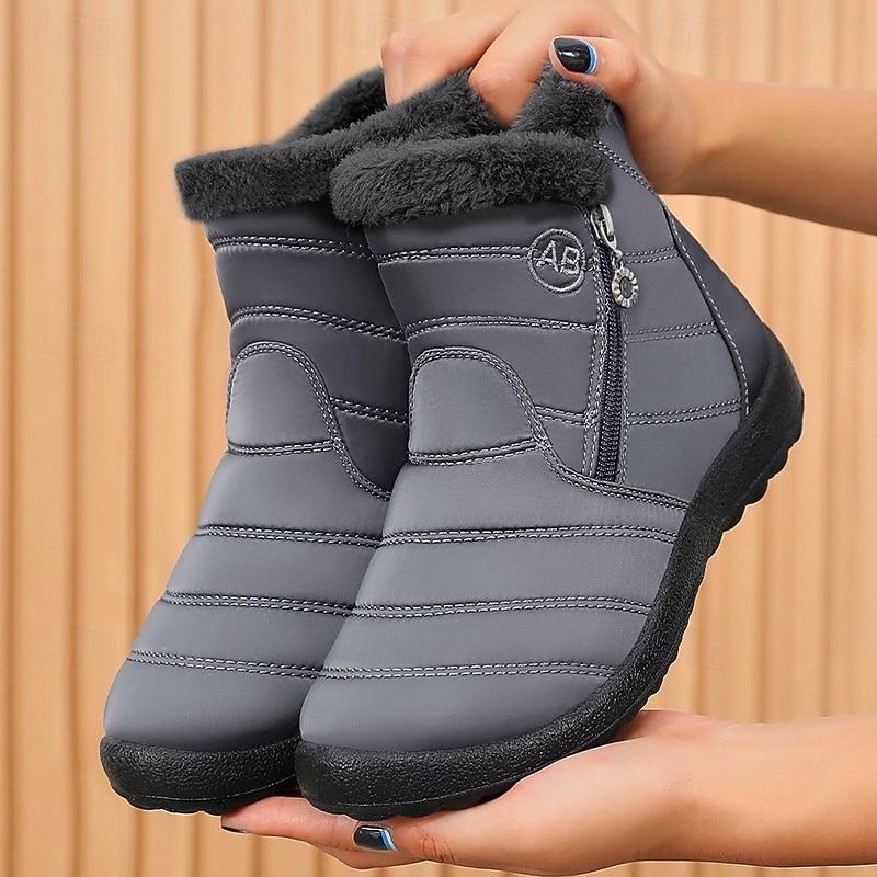 Men's Gray Winter Boots with Zipper Closure, Warm Fleece Lining, and Waterproof Design – Ideal for Outdoor Activities in Cold Weather2