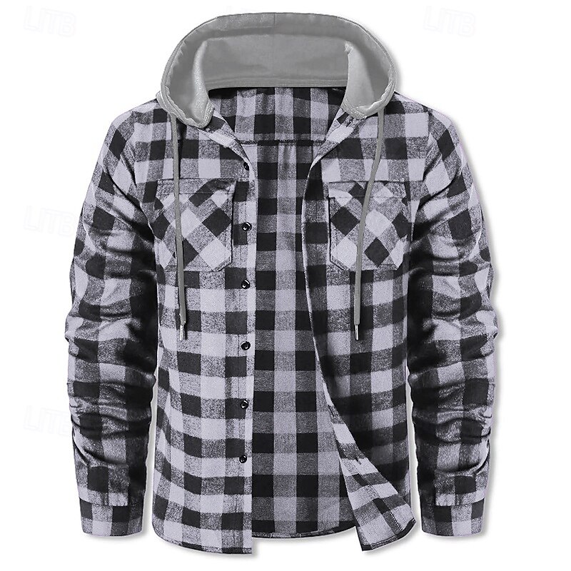Men's Shirt Flannel Shirt Overshirt Plaid Outdoor Street Yellow Red Blue Purple Long Sleeve Winter Spring &  Fall Clothing Apparel