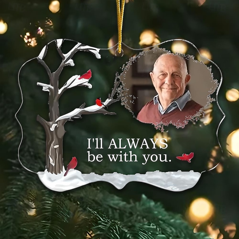 Personalized Christmas Photo Ornaments Memorial I'm Always With You Acrylic 2D Custom Decor Christmas Tree Xmas Decoration Hanging Pendant Gifts2