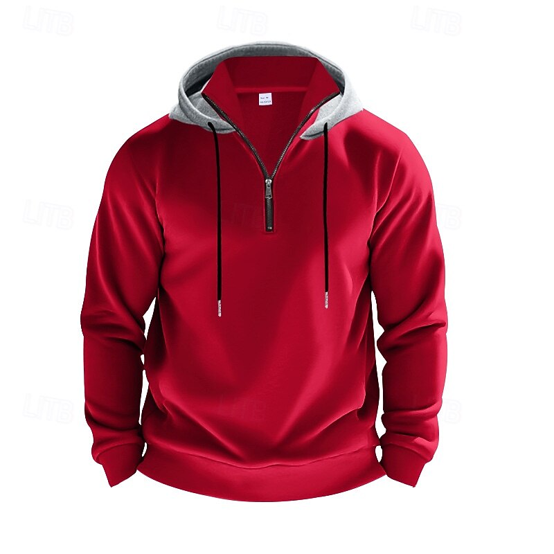Men's Hoodie Quarter Zip Hoodie Black White Red Burgundy Brown Hooded Color Block Quarter Zip Sports & Outdoor Daily Holiday Streetwear Cool Casual Winter Spring &  Fall Clothing Apparel Hoodies4