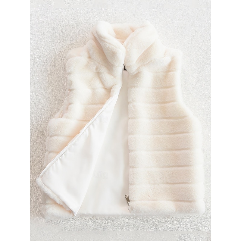 Women's Winter Coat Warm Breathable Patchwork Fashion Simple Solid Color Office Street Zipper Stand Collar Regular Fit Sleeveless Outerwear Black White Fall Winter