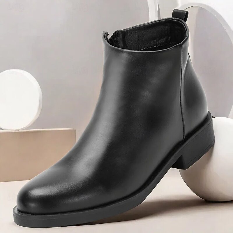 Men's Classic Black Ankle Boots – Sleek Minimalist Design with Side Zip, Comfortable Everyday Footwear for Fall & Winter