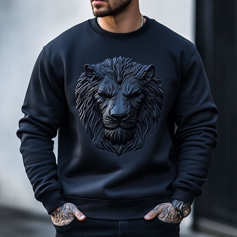 Men's Animal Lion Sweatshirt Sweatshirt Long Sleeve Sweatshirt Crew Neck Fashion Cool Daily 3D Printing Vacation Going out Streetwear Crewneck 3D Print Winter Spring &  Fall4